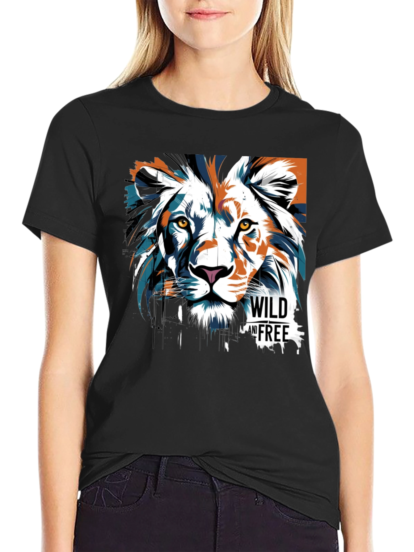 Wild & Free Lion Graphic Tee - Black