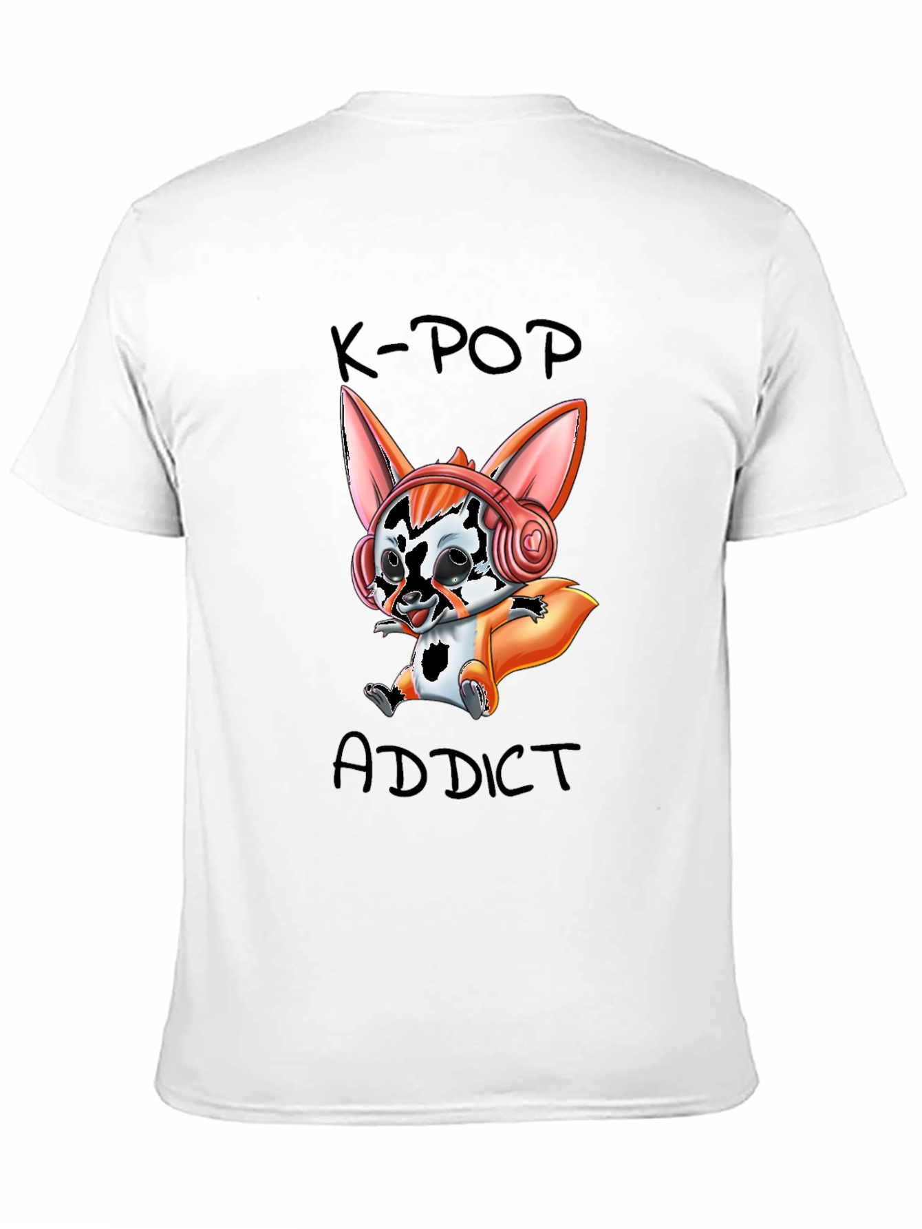 K-Pop Addict Cartoon Fox Graphic T-Shirt