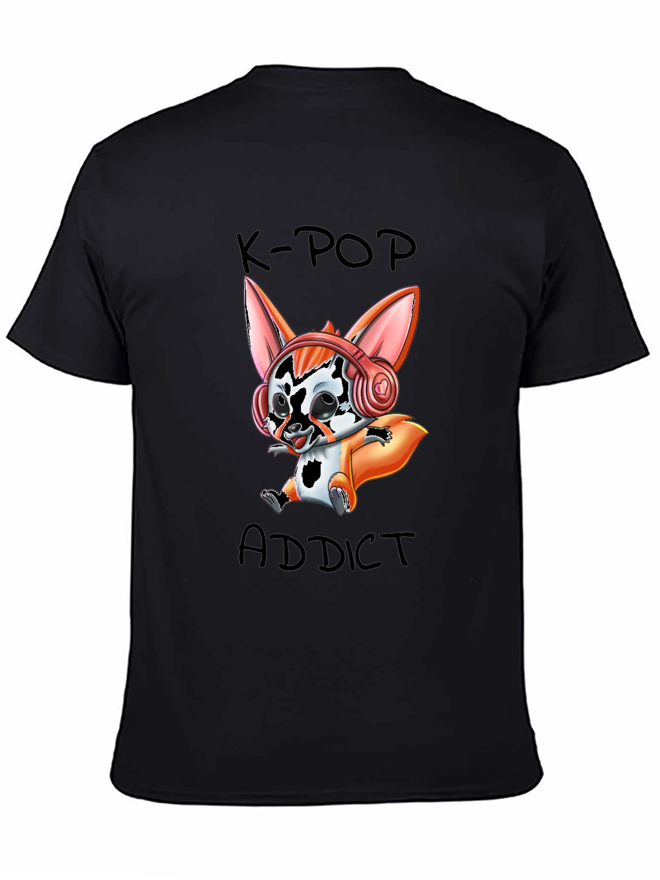 K-Pop Addict Cartoon Fox Graphic T-Shirt