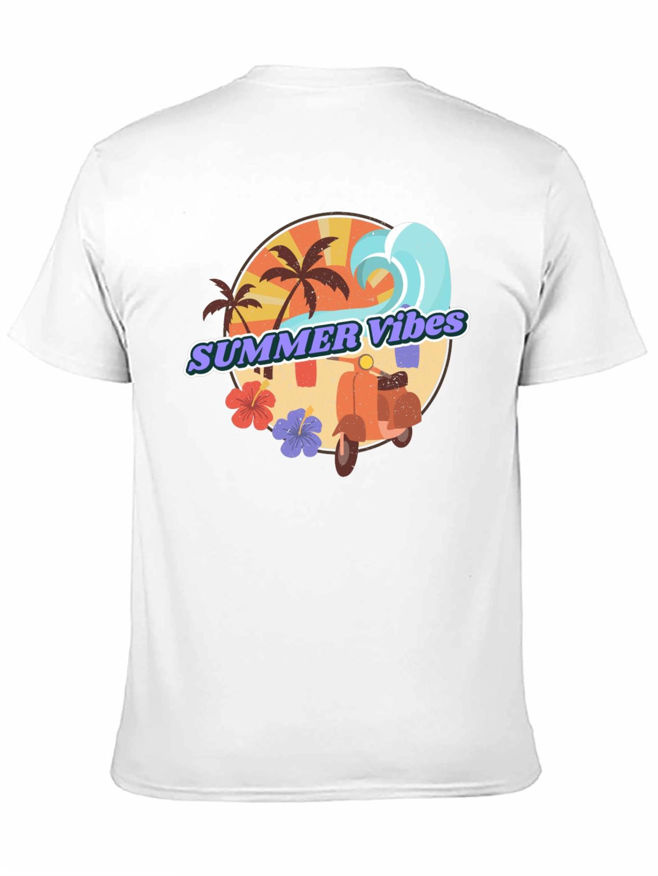 Summer Vibes Graphic Tee - Tropical Beach Design