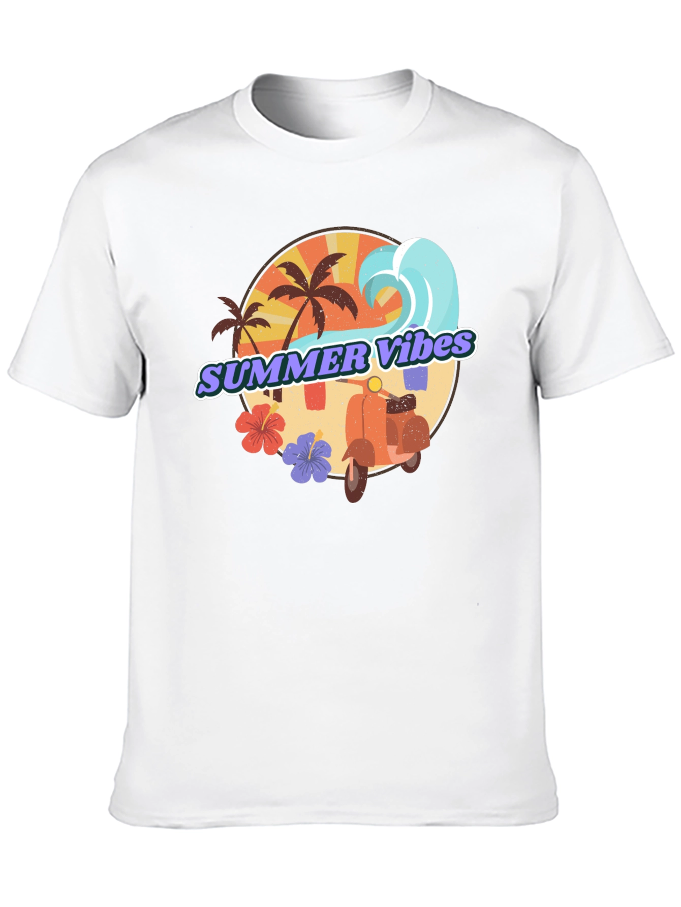 Summer Vibes Graphic Tee - Tropical Beach Design