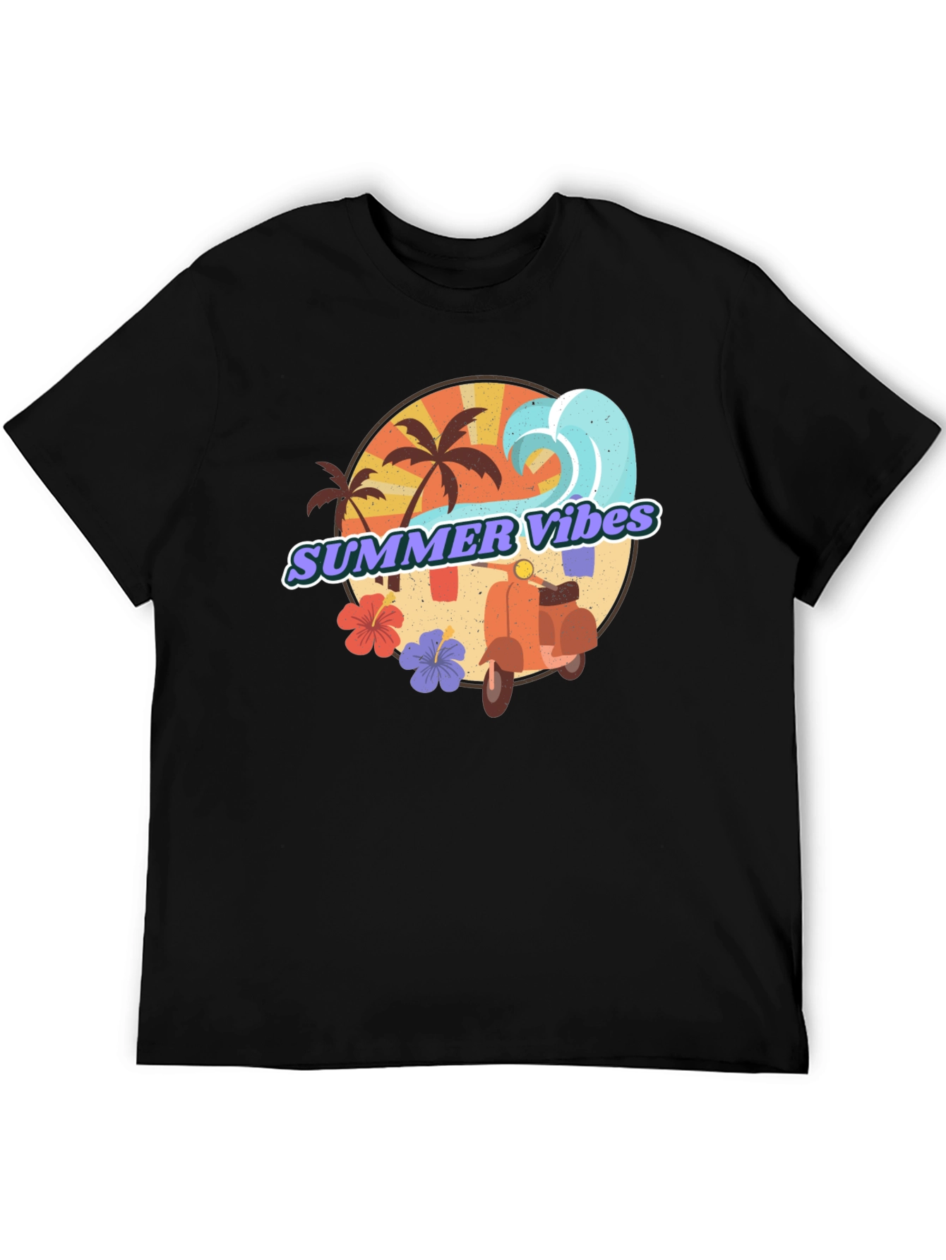 Summer Vibes Graphic Tee - Tropical Beach Design