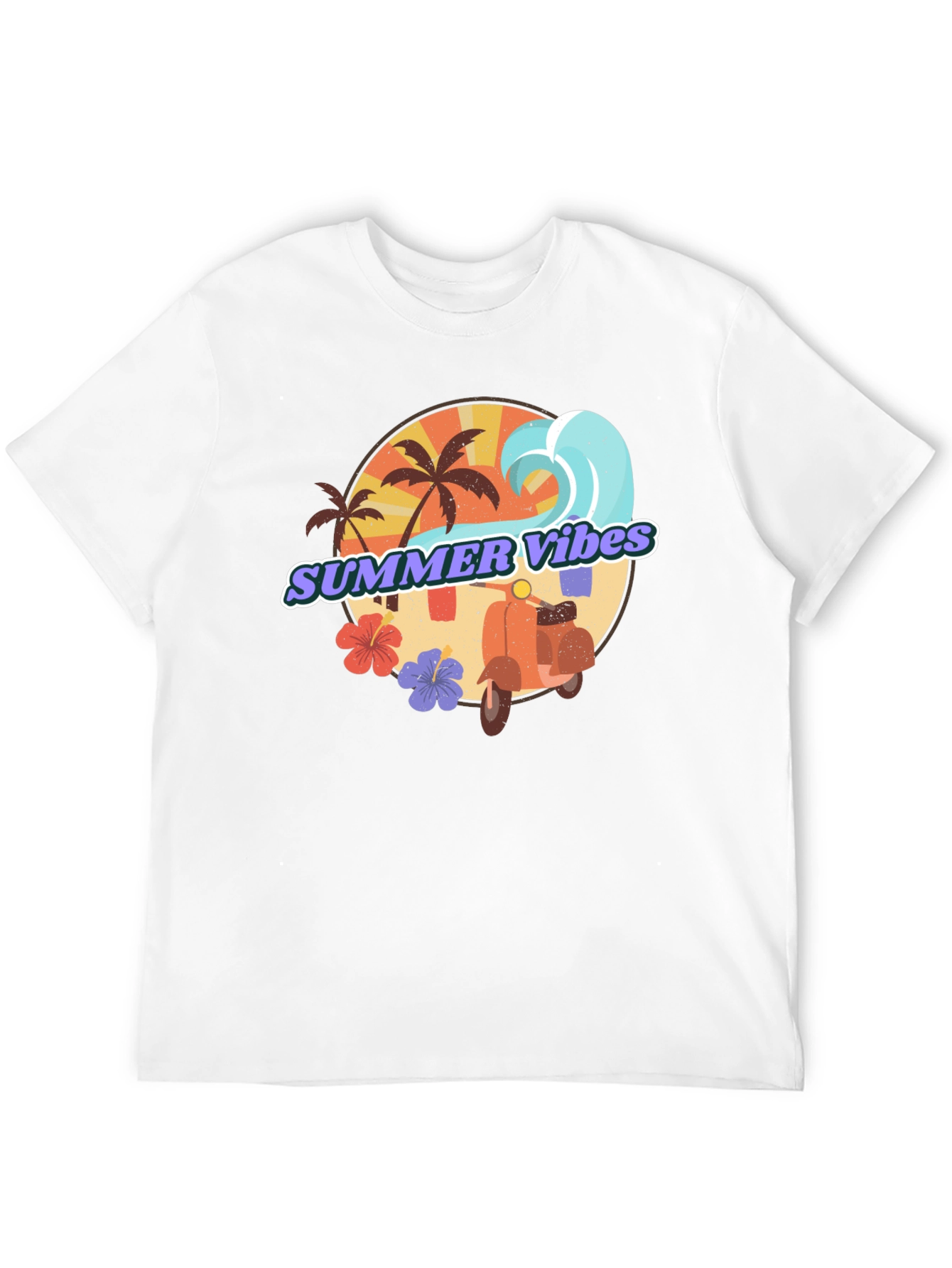 Summer Vibes Graphic Tee - Tropical Beach Design