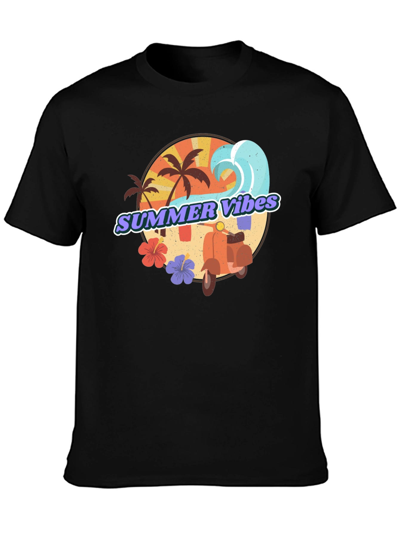 Summer Vibes Graphic Tee - Tropical Beach Design