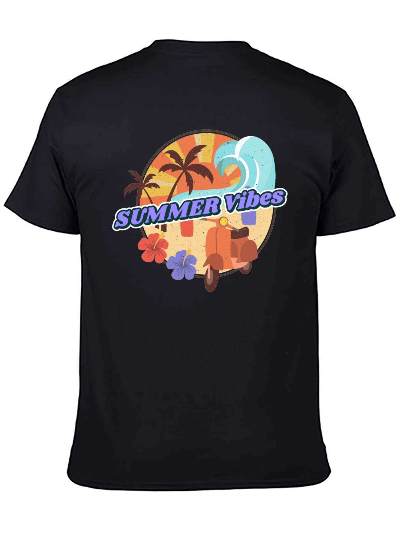 Summer Vibes Graphic Tee - Tropical Beach Design