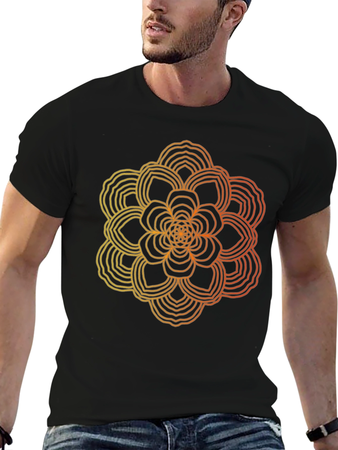 Geometric Mandala Black T-Shirt