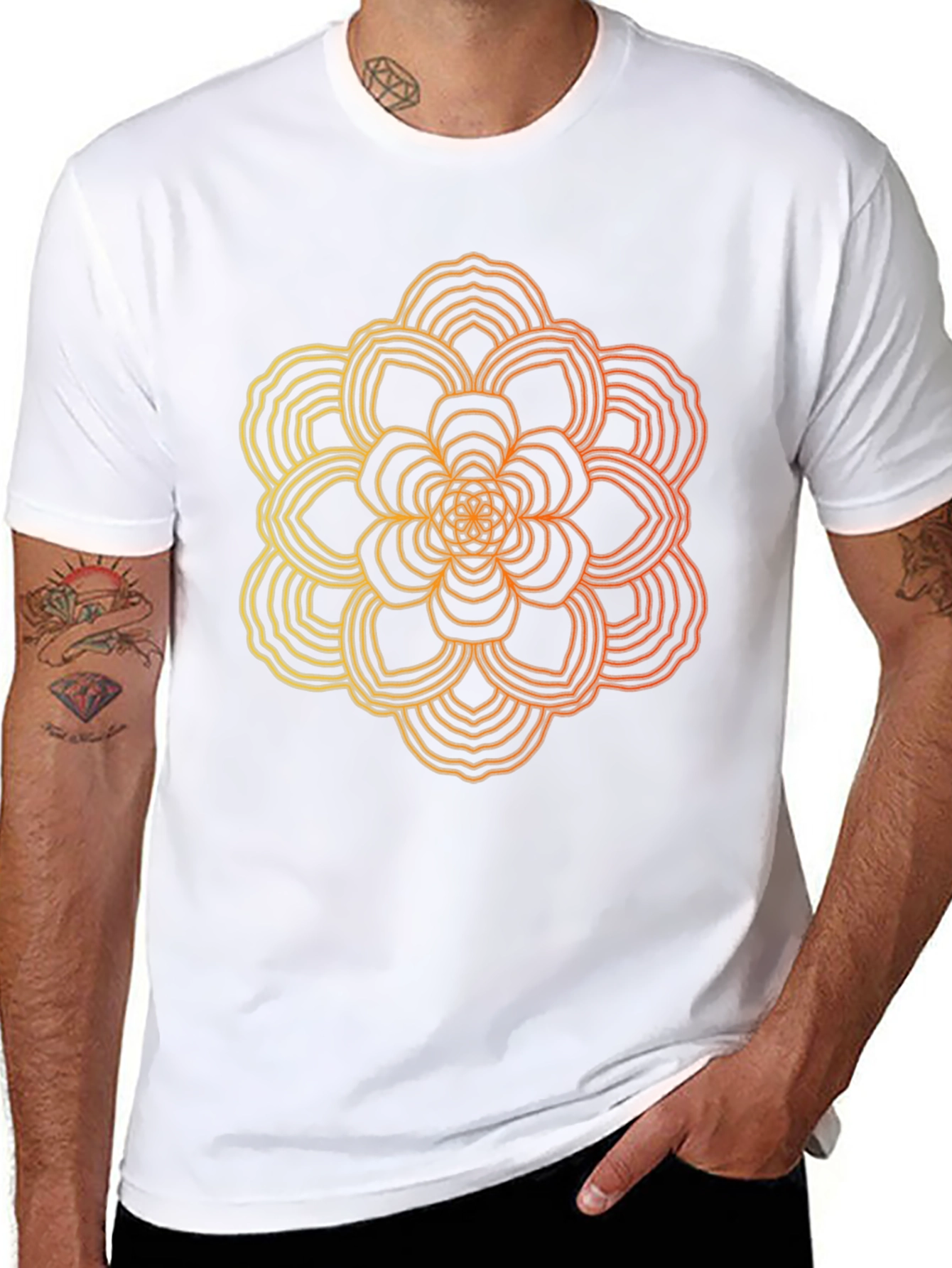 Geometric Mandala Black T-Shirt