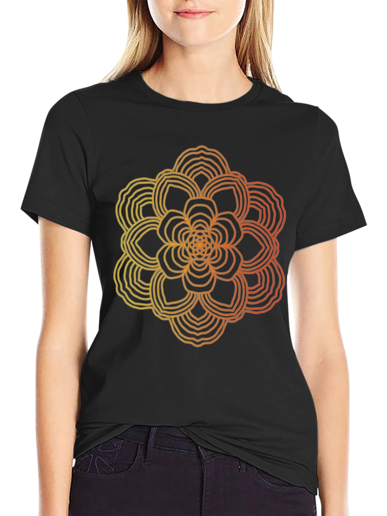Geometric Mandala Black T-Shirt