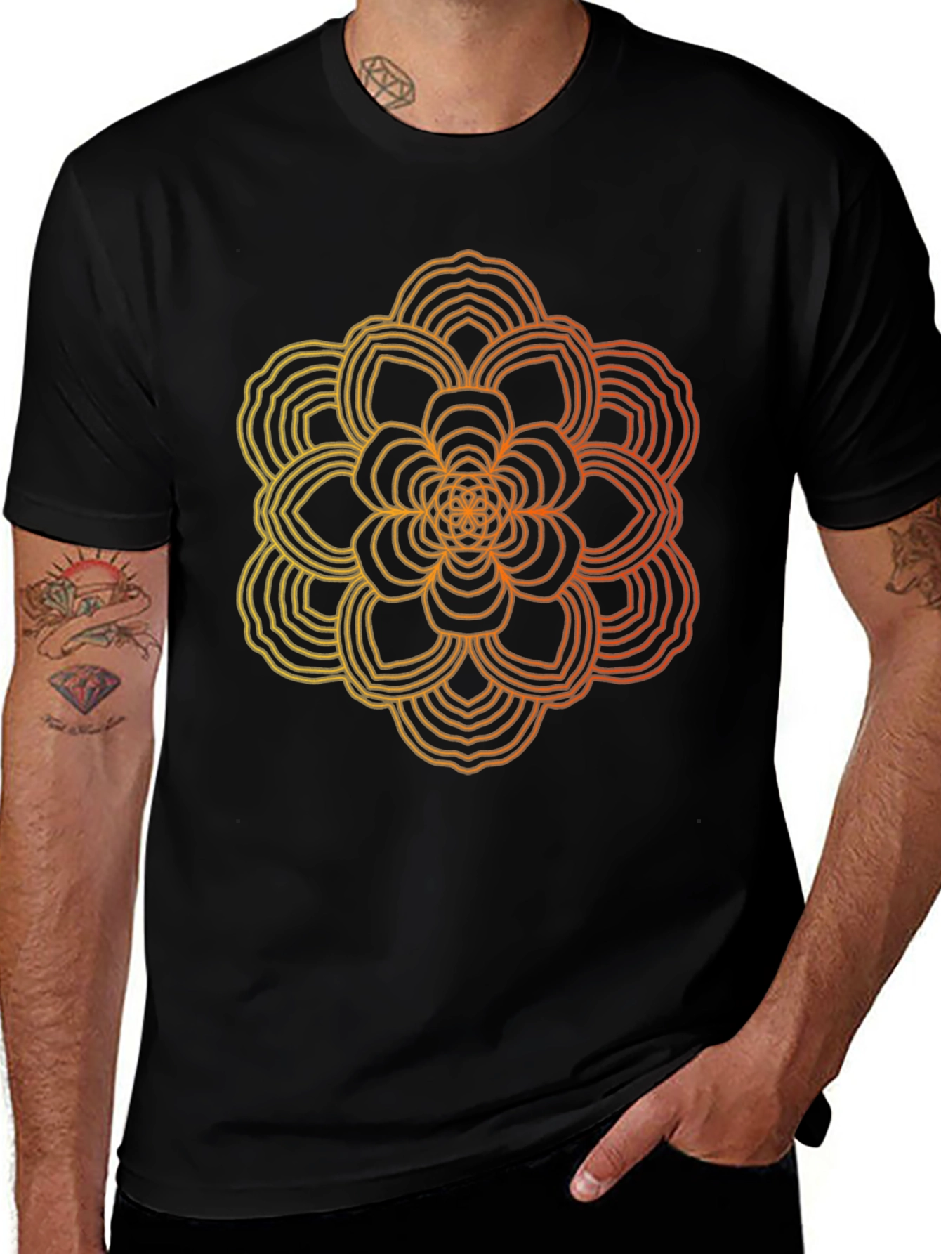 Geometric Mandala Black T-Shirt