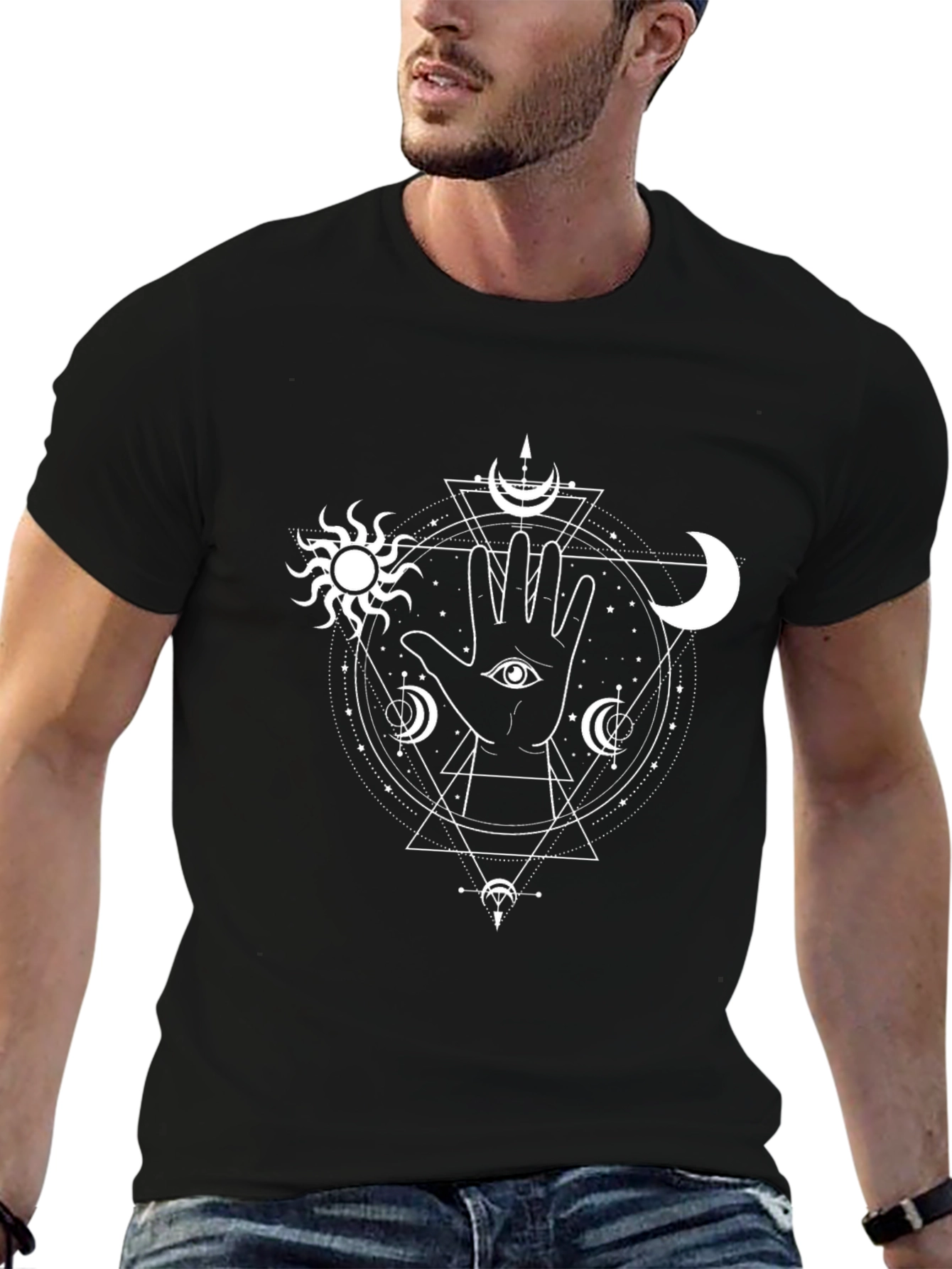Mystic Hand Graphic Tee - Black Cotton Comfort
