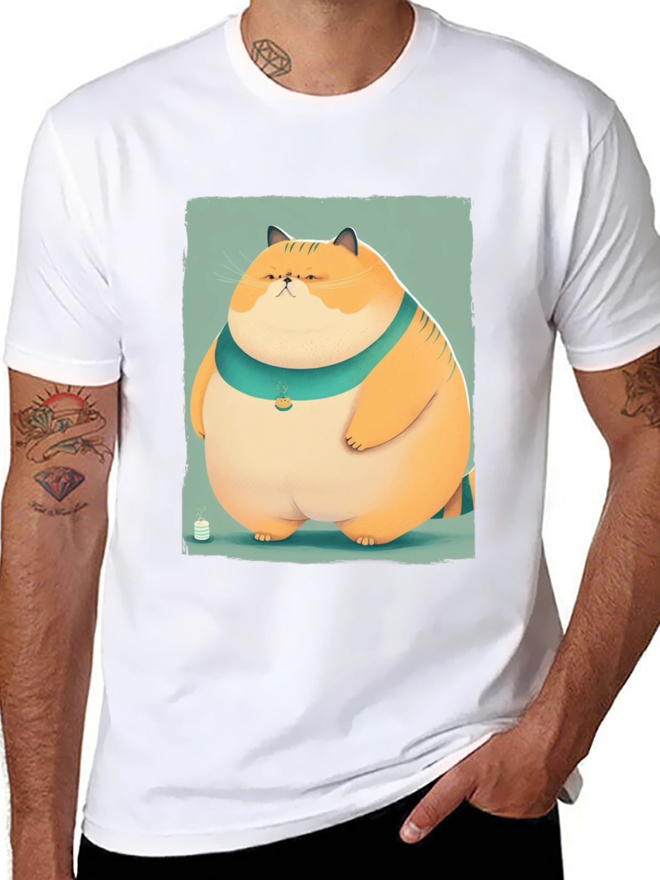 Cartoon Cat Graphic Tee - Unisex Soft Cotton T-Shirt