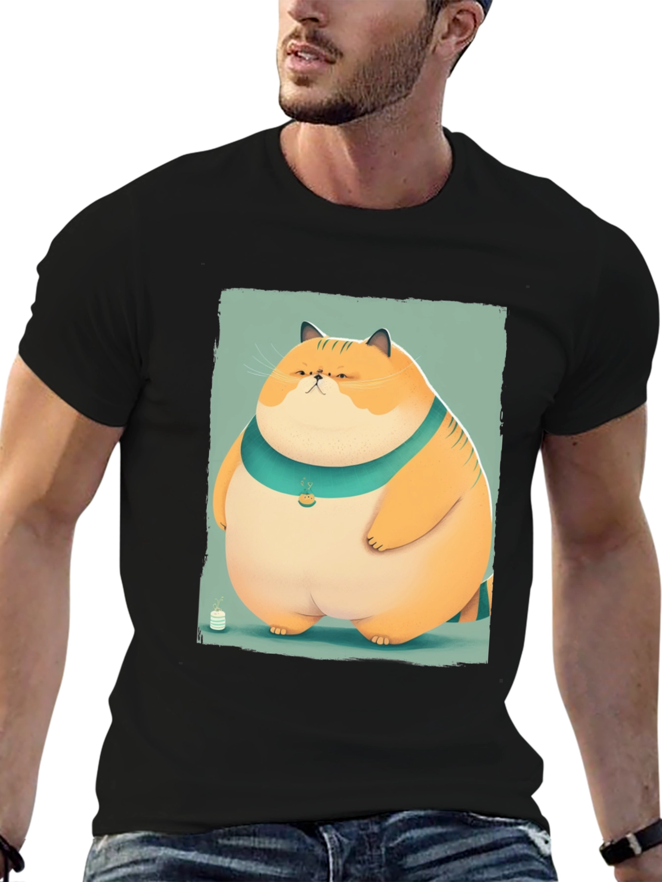 Cartoon Cat Graphic Tee - Unisex Soft Cotton T-Shirt