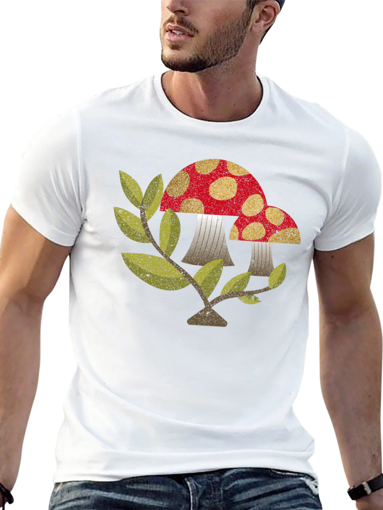 Retro Mushroom Graphic Tee - Black Unisex T-Shirt