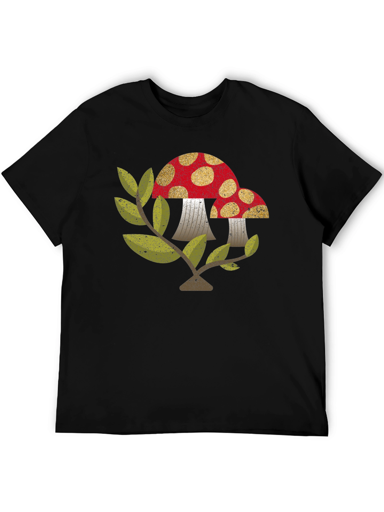 Retro Mushroom Graphic Tee - Black Unisex T-Shirt