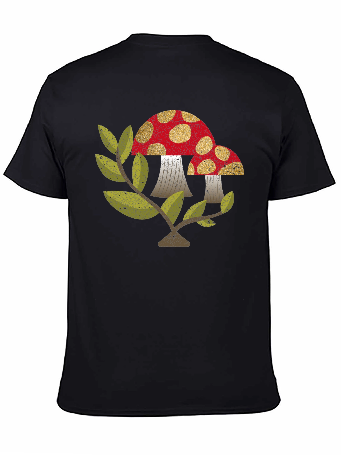 Retro Mushroom Graphic Tee - Black Unisex T-Shirt