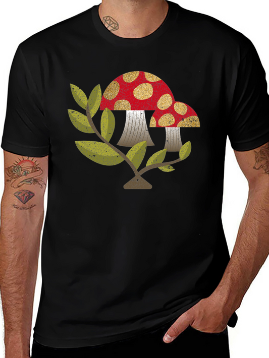 Retro Mushroom Graphic Tee - Black Unisex T-Shirt