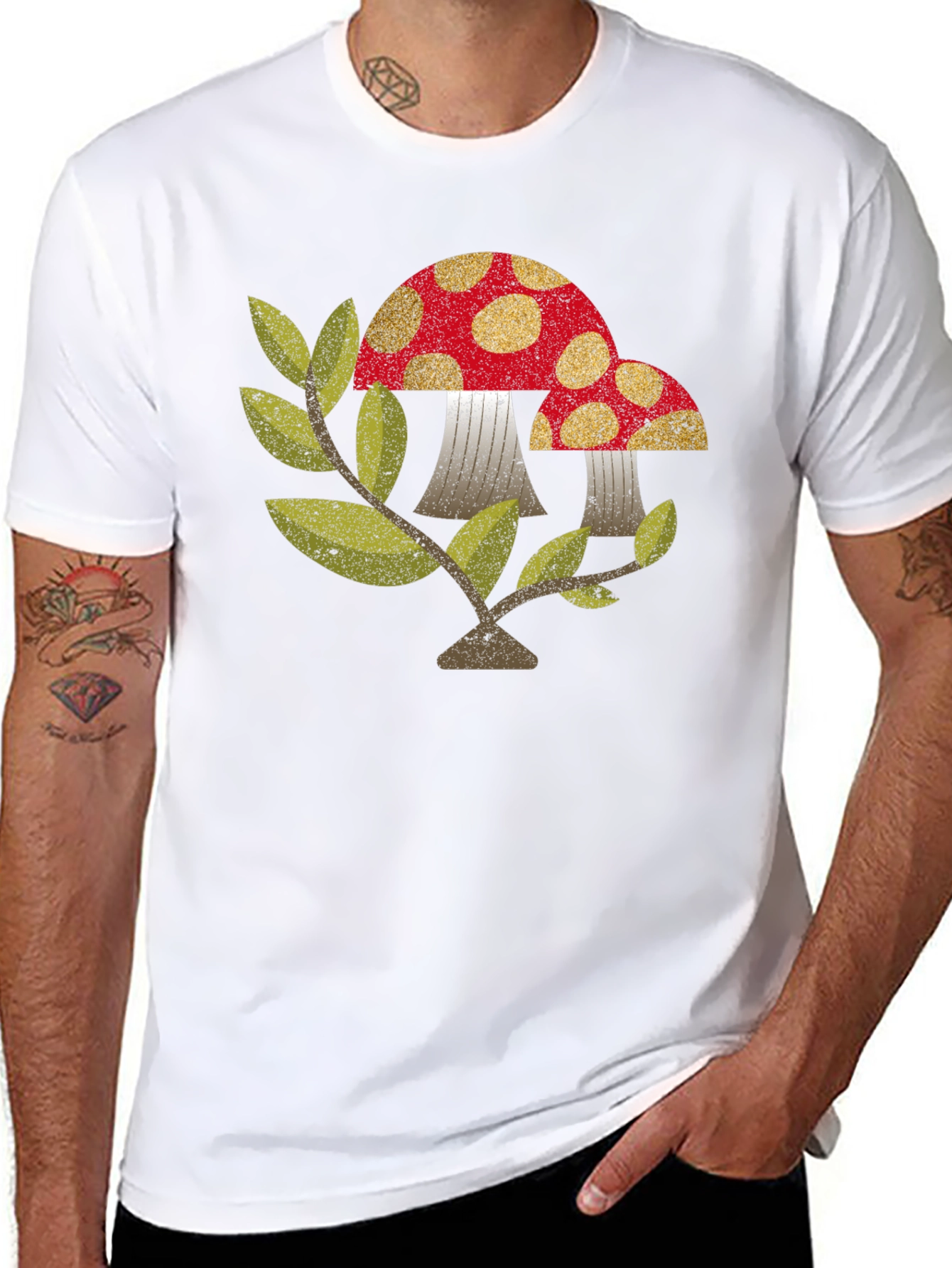 Retro Mushroom Graphic Tee - Black Unisex T-Shirt