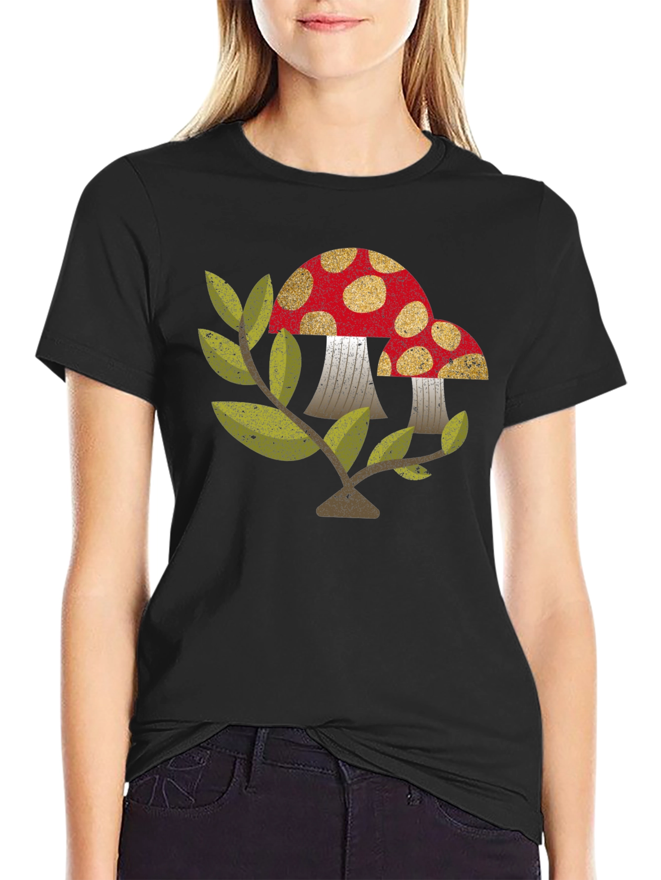 Retro Mushroom Graphic Tee - Black Unisex T-Shirt