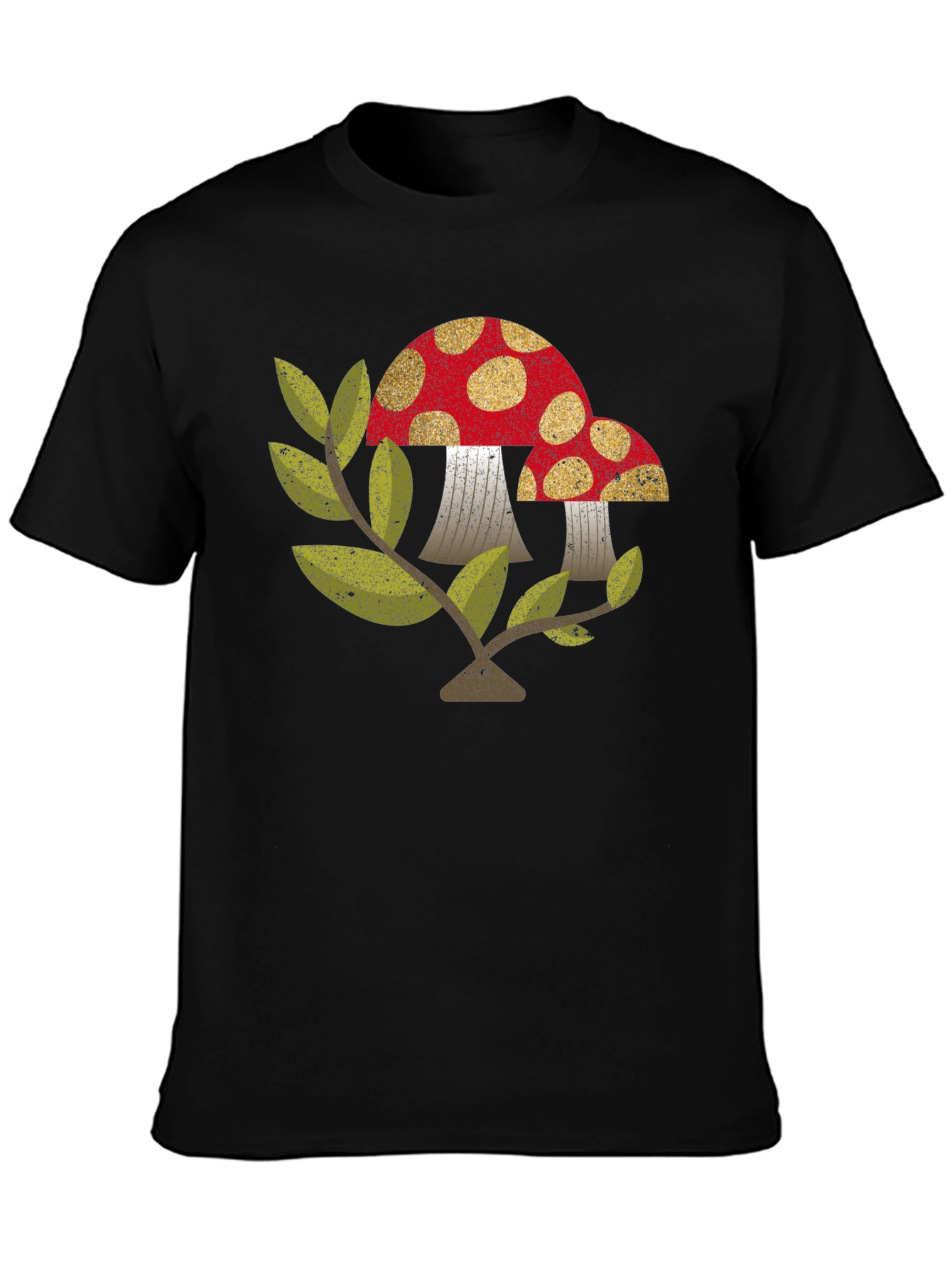 Retro Mushroom Graphic Tee - Black Unisex T-Shirt