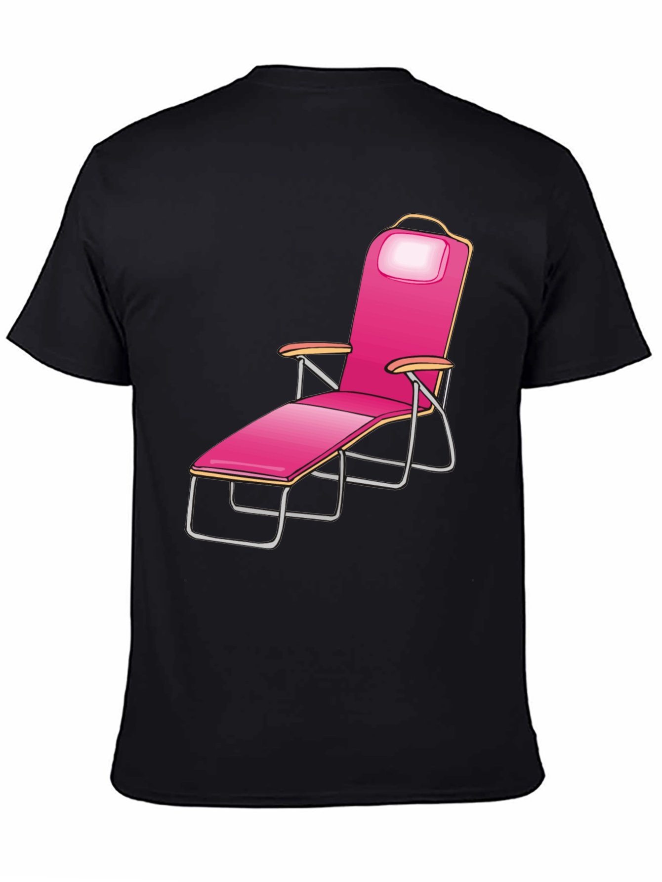 Relaxing Pink Beach Chair Graphic Tee - Black