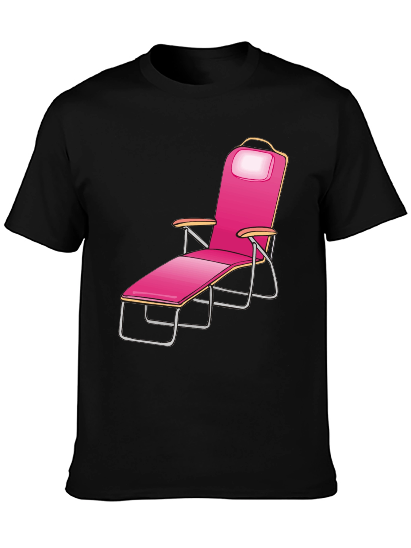 Relaxing Pink Beach Chair Graphic Tee - Black