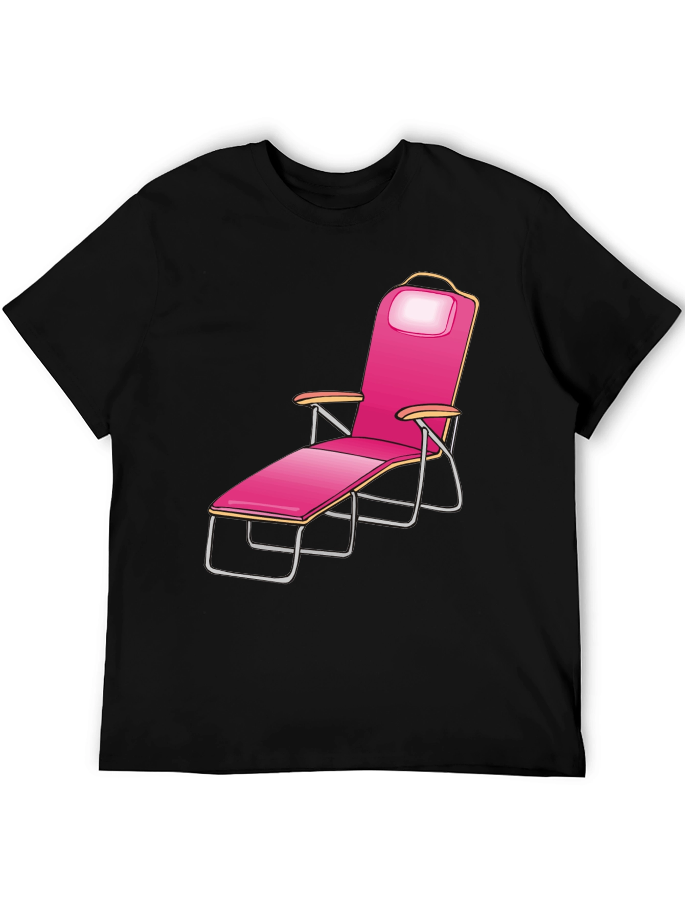 Relaxing Pink Beach Chair Graphic Tee - Black