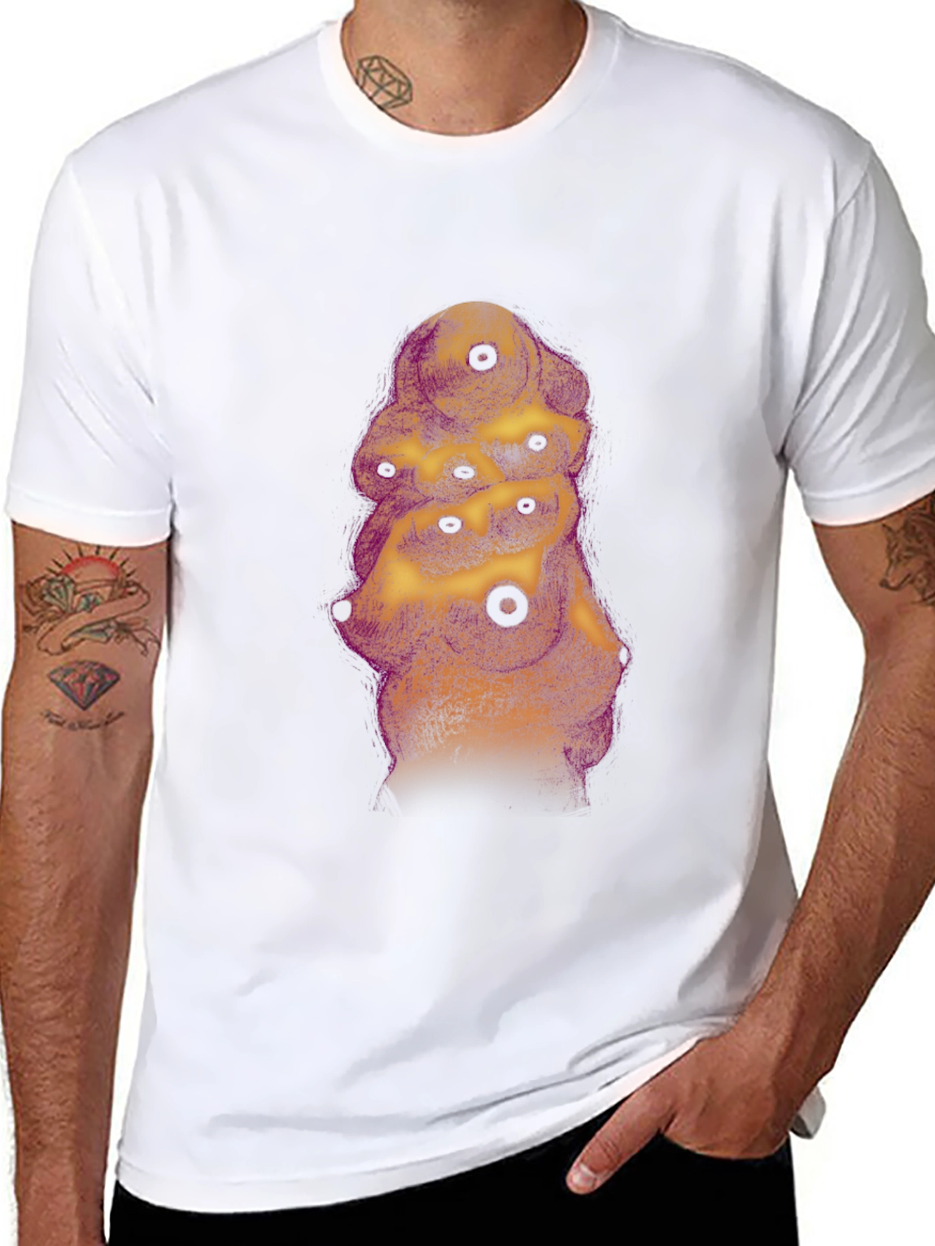 Abstract Eye Tower Graphic Black T-Shirt