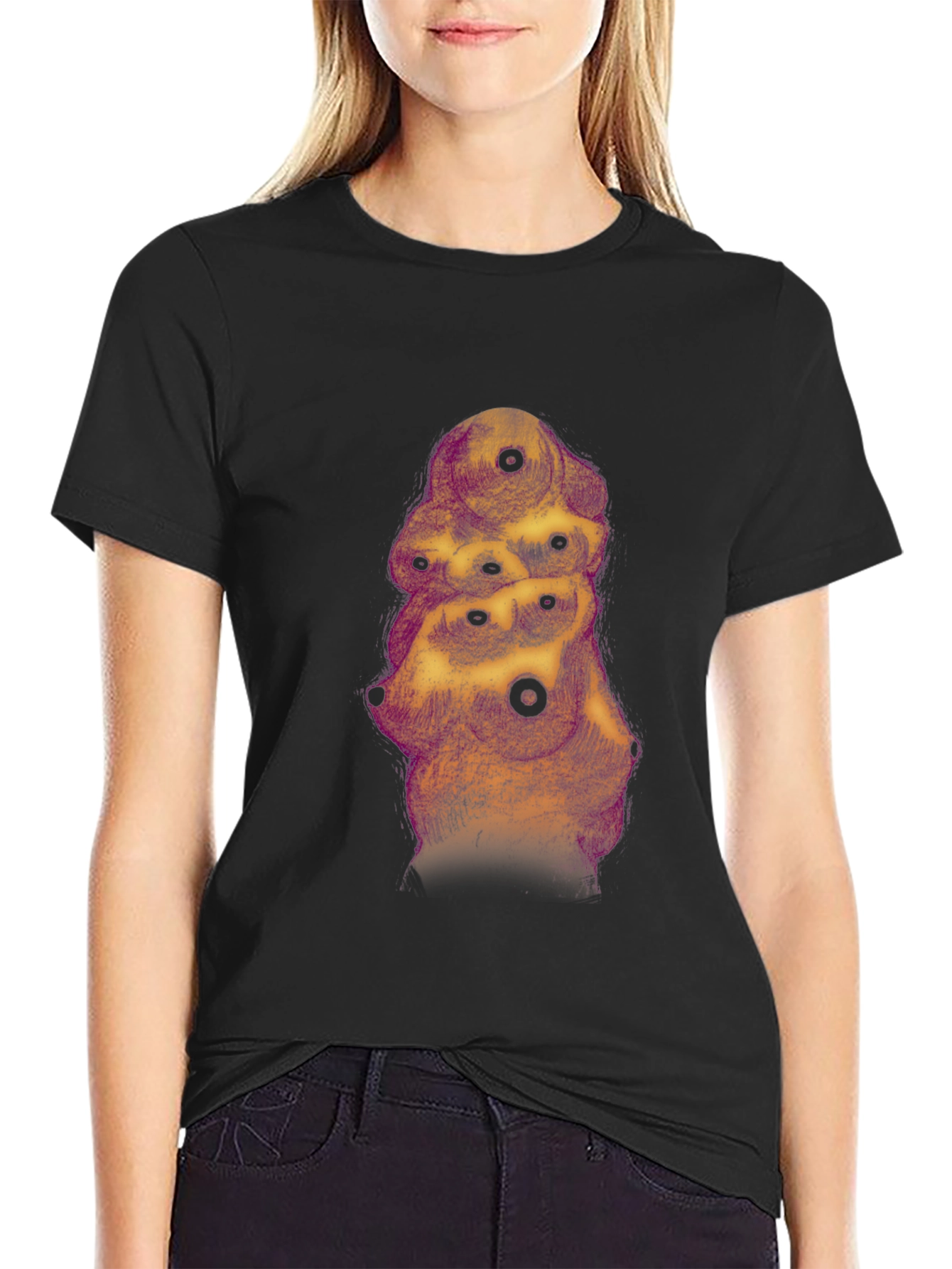 Abstract Eye Tower Graphic Black T-Shirt