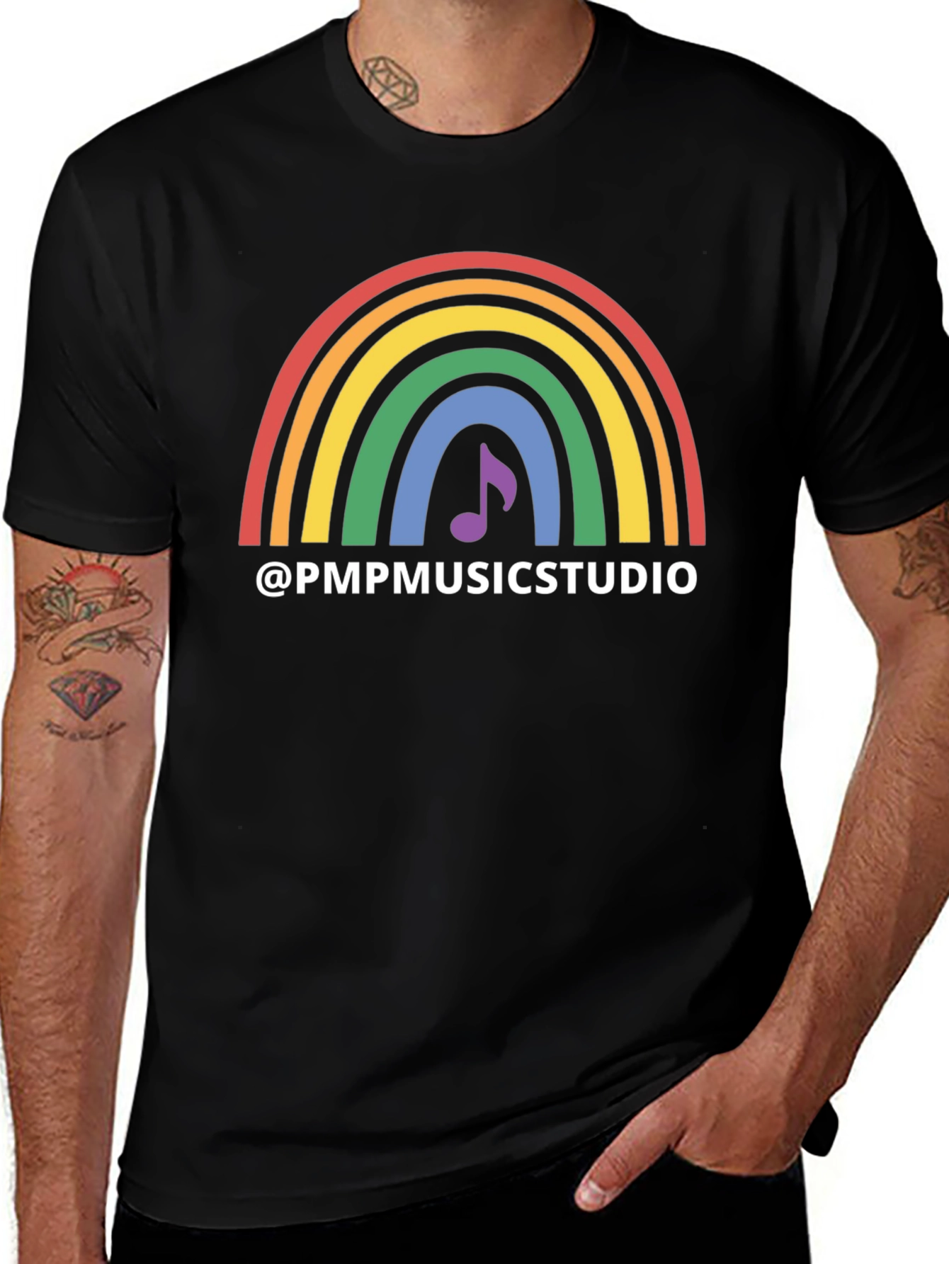 Rainbow Music Studio Black T-Shirt