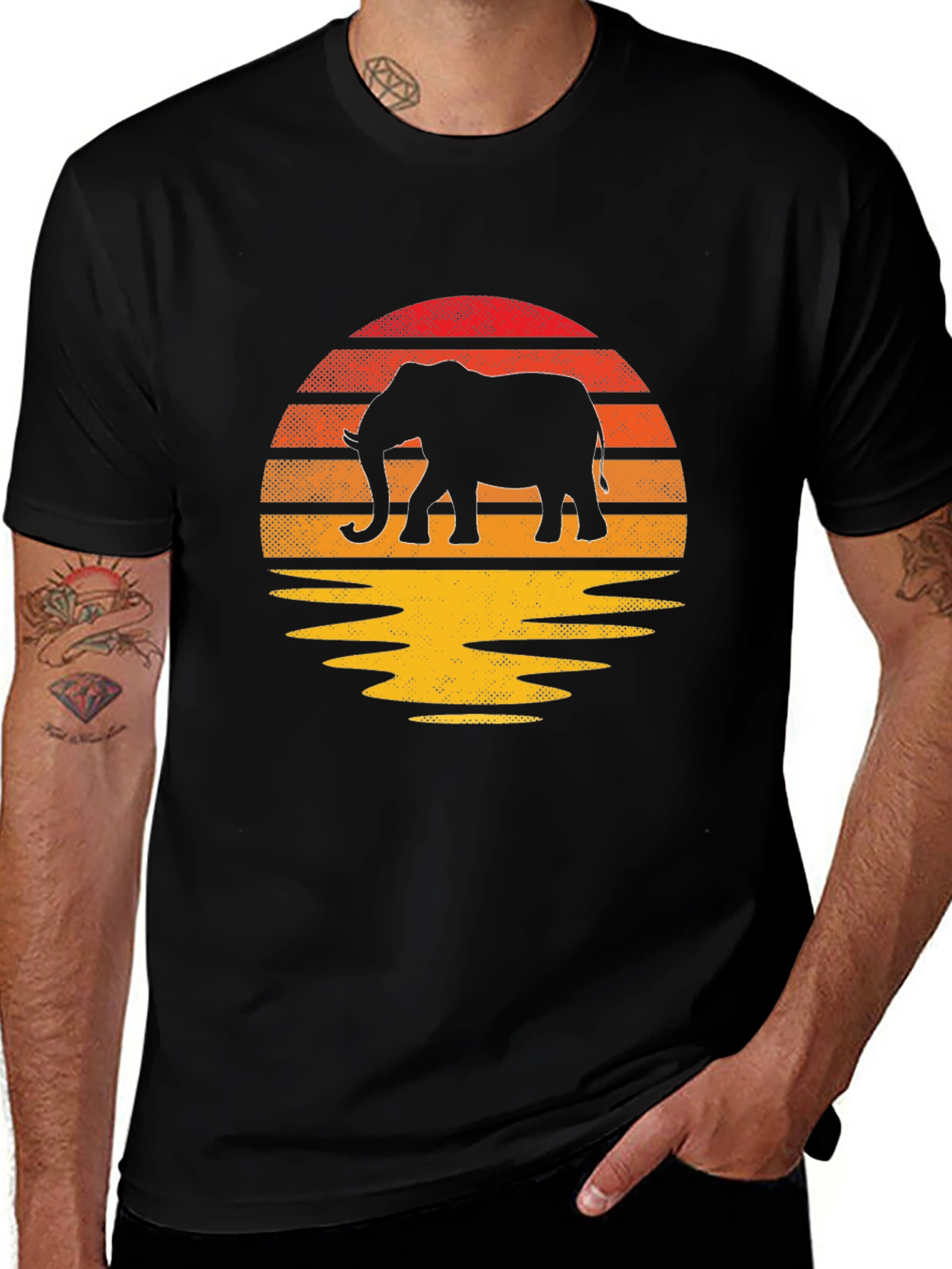 Elephant Sunset T-Shirt - Unique Graphic Tee