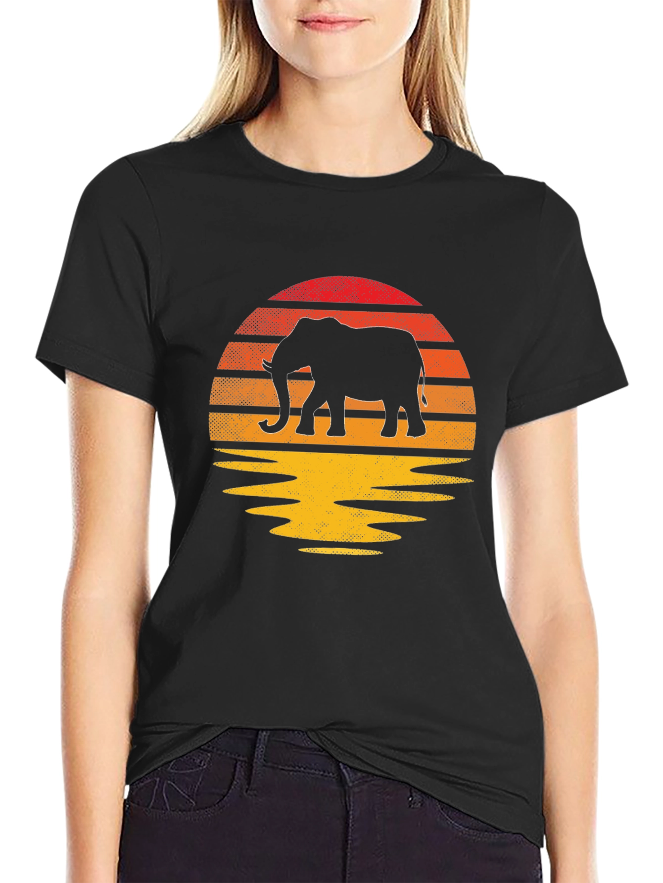 Elephant Sunset T-Shirt - Unique Graphic Tee
