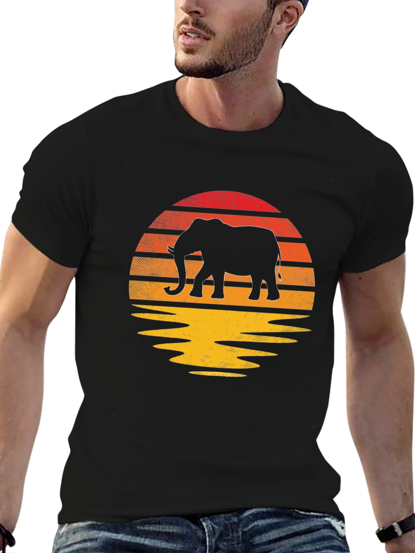 Elephant Sunset T-Shirt - Unique Graphic Tee