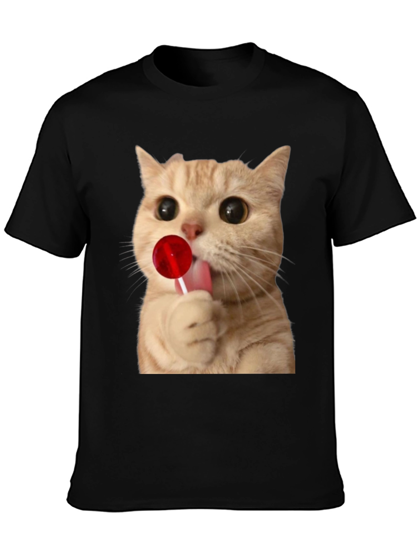 Cat Licking Lollipop Graphic T-Shirt - Unisex