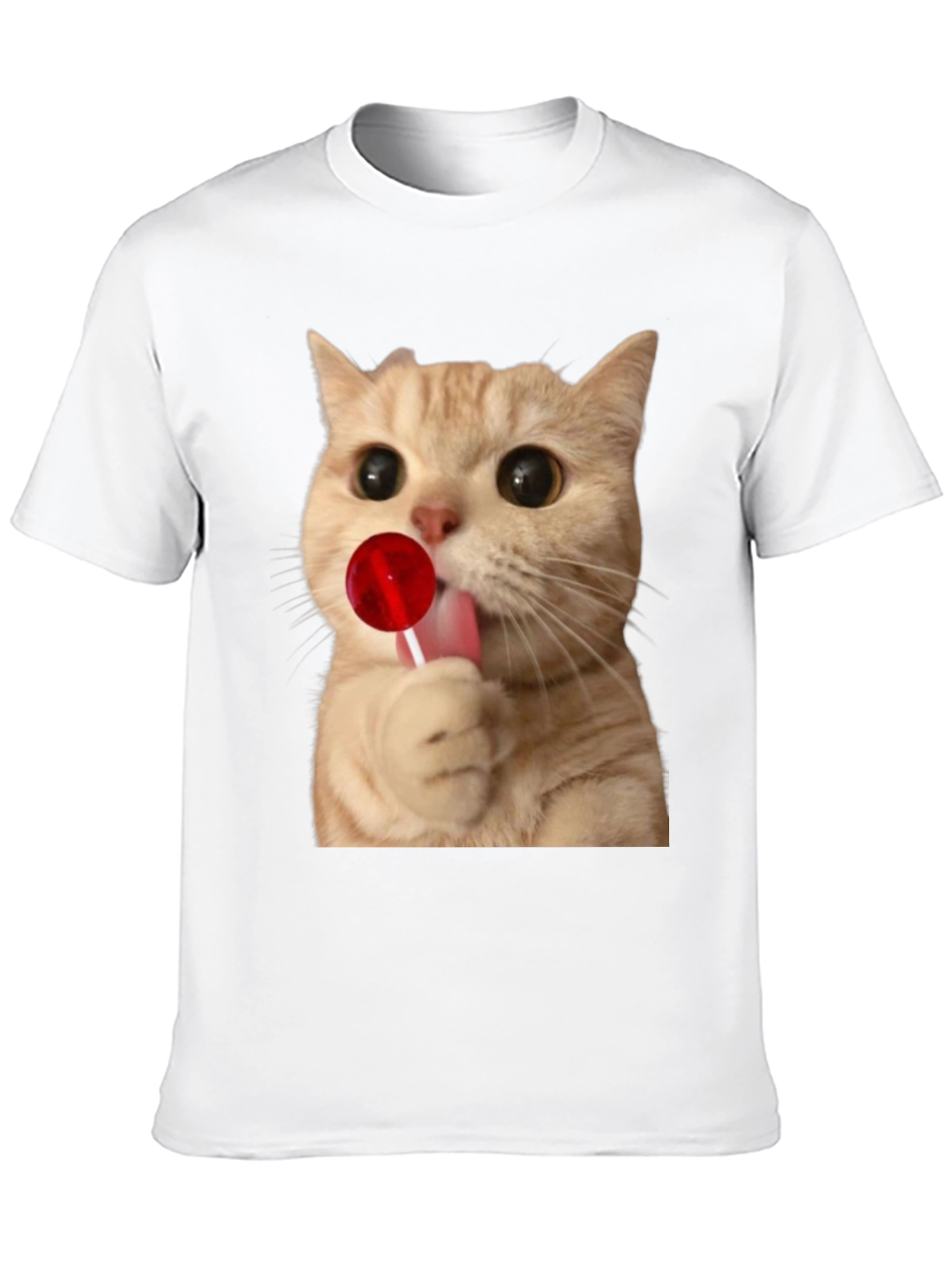 Cat Licking Lollipop Graphic T-Shirt - Unisex