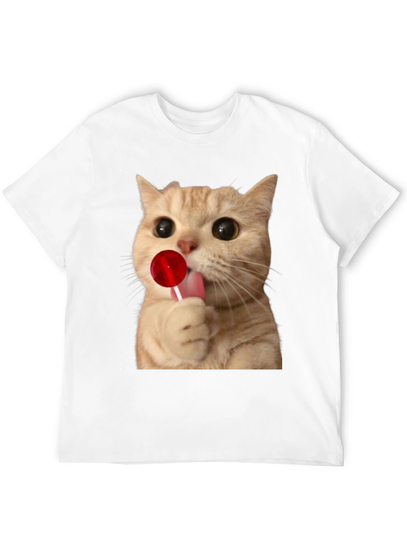 Cat Licking Lollipop Graphic T-Shirt - Unisex