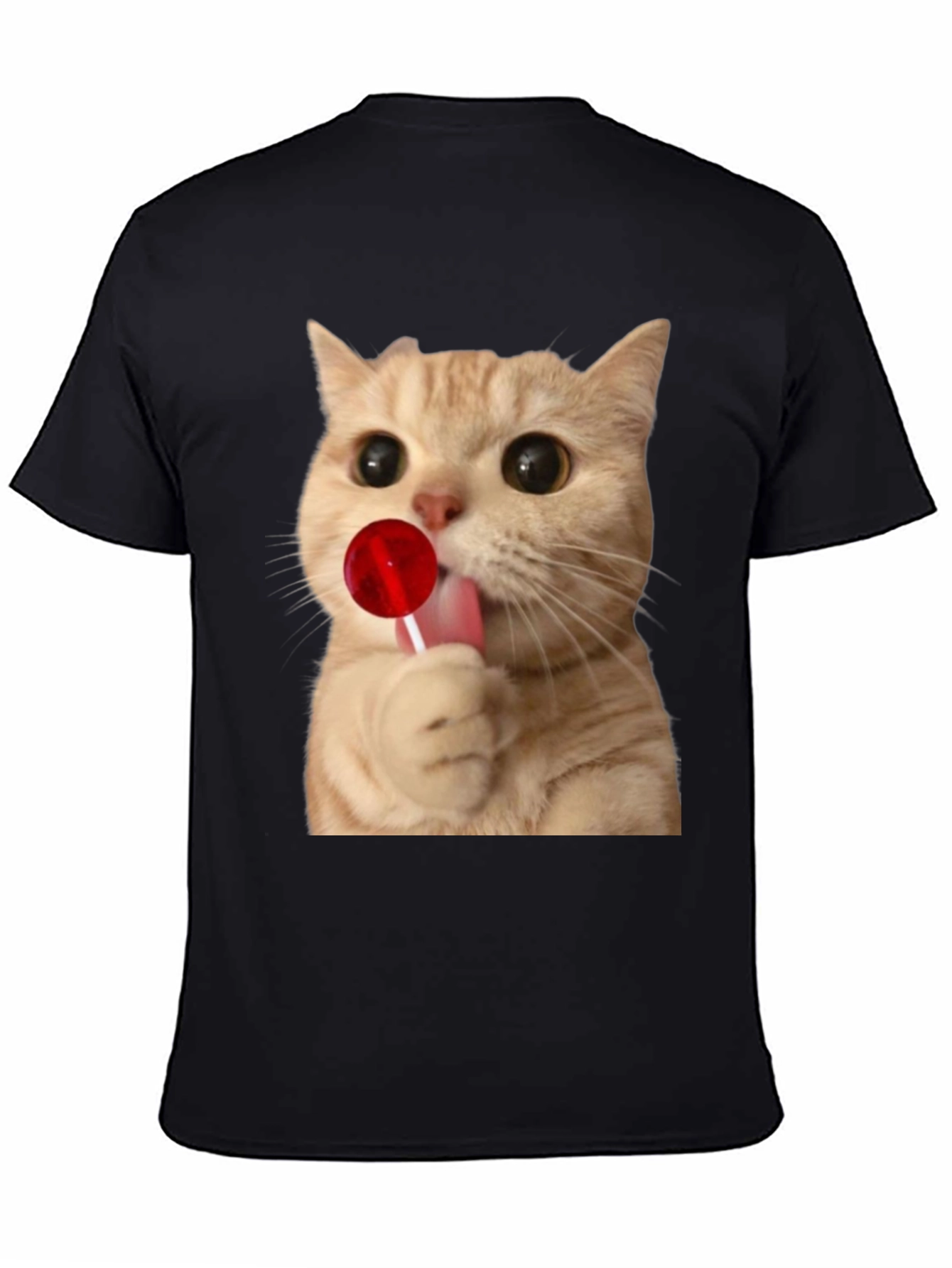 Cat Licking Lollipop Graphic T-Shirt - Unisex