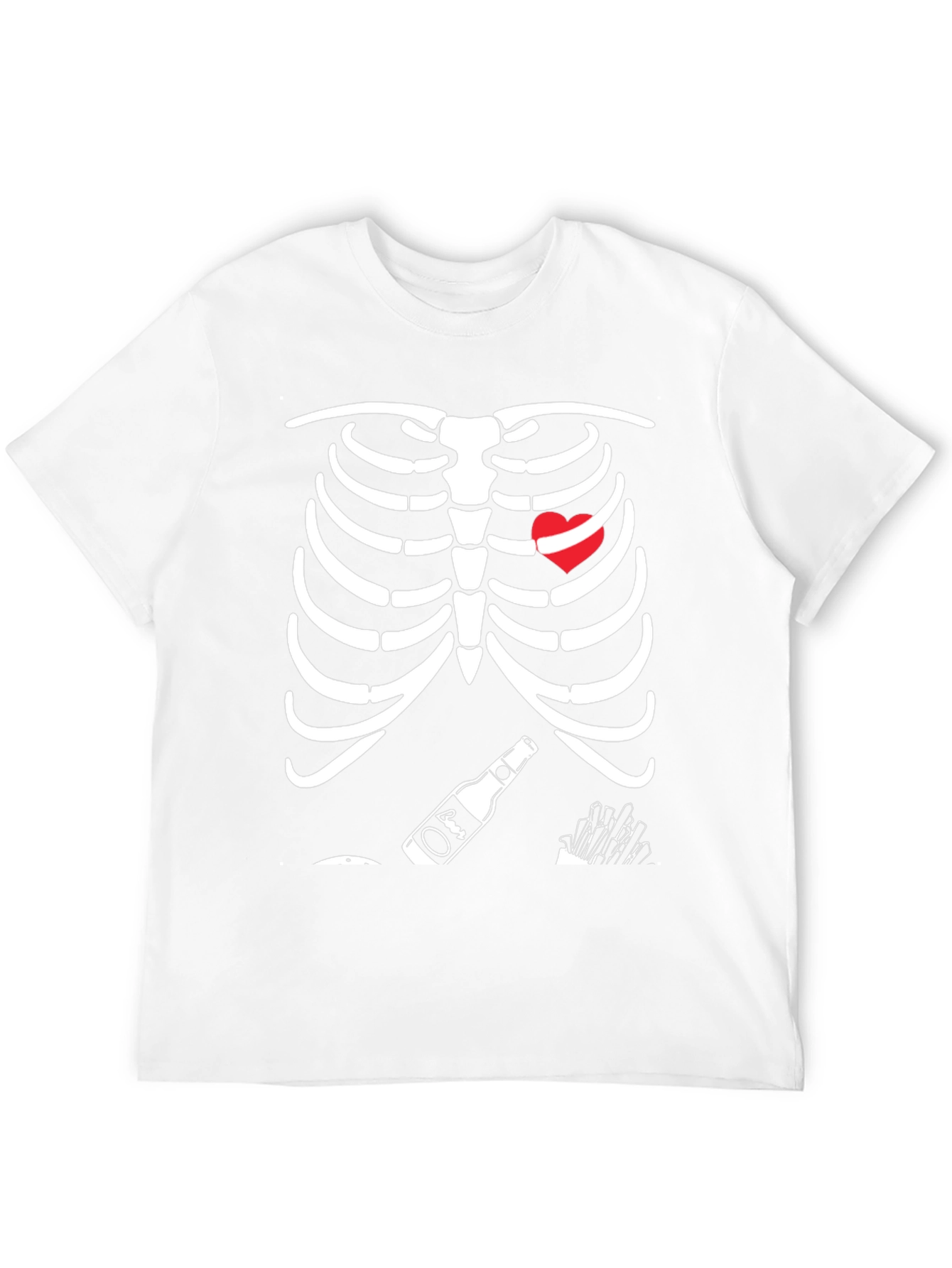 Funny Skeleton Beer Heart Graphic T-Shirt