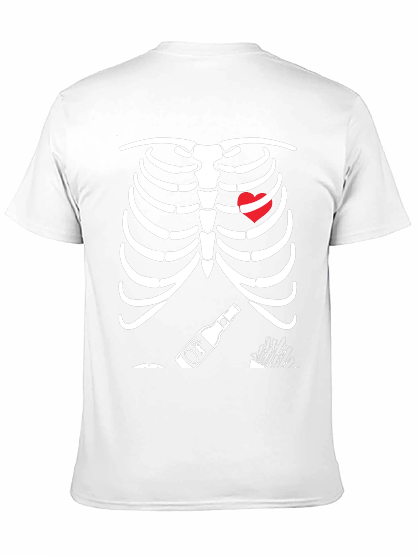 Funny Skeleton Beer Heart Graphic T-Shirt