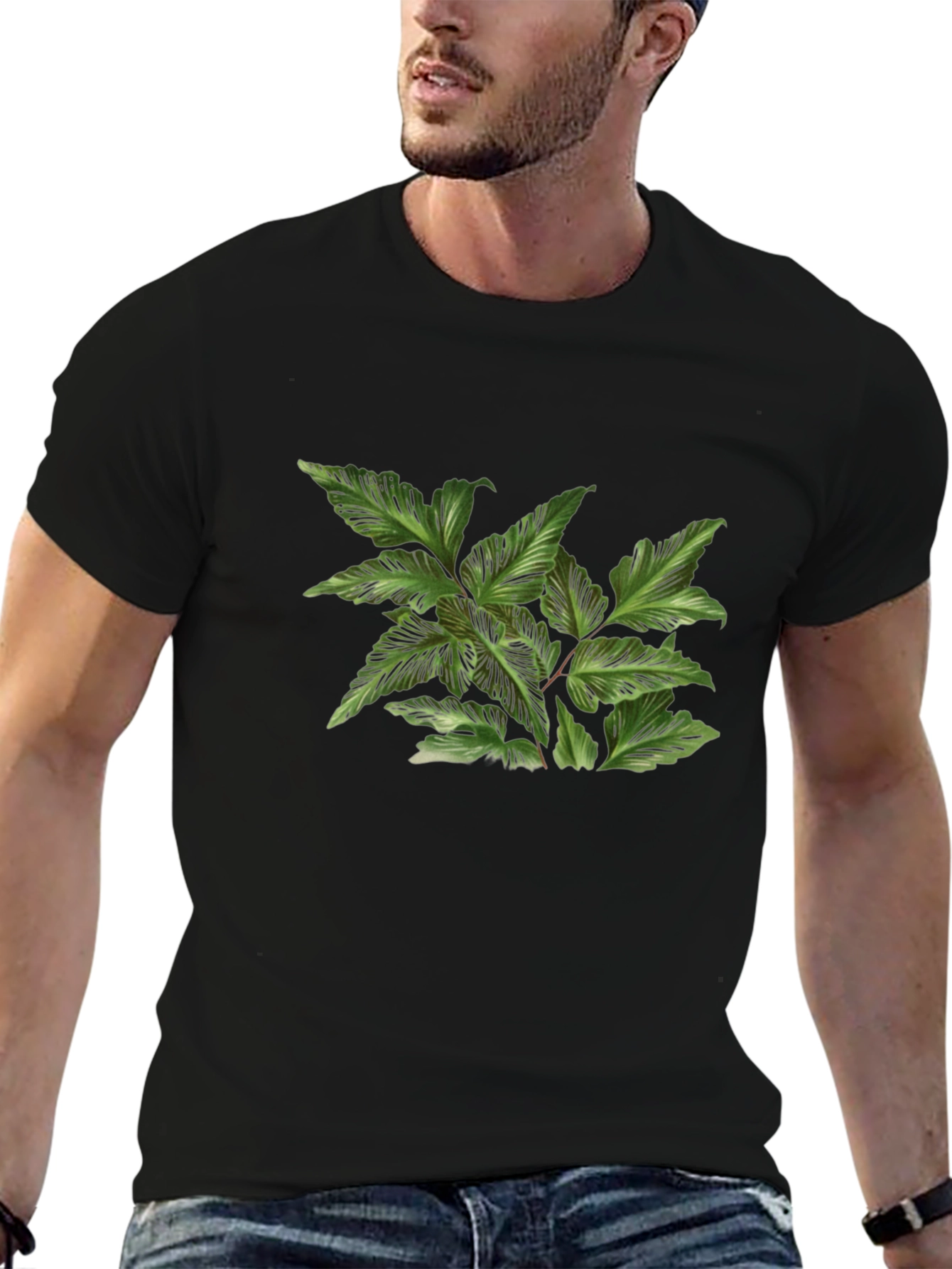 Botanical Print Black T-Shirt