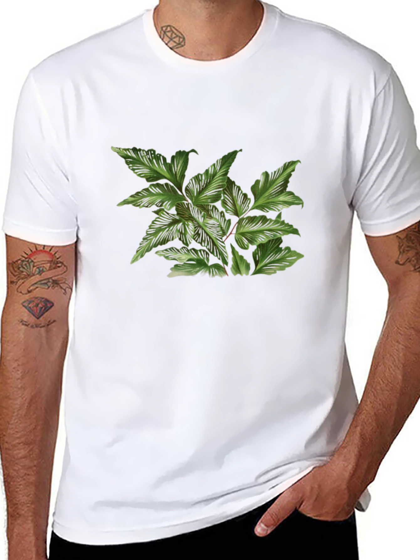 Botanical Print Black T-Shirt