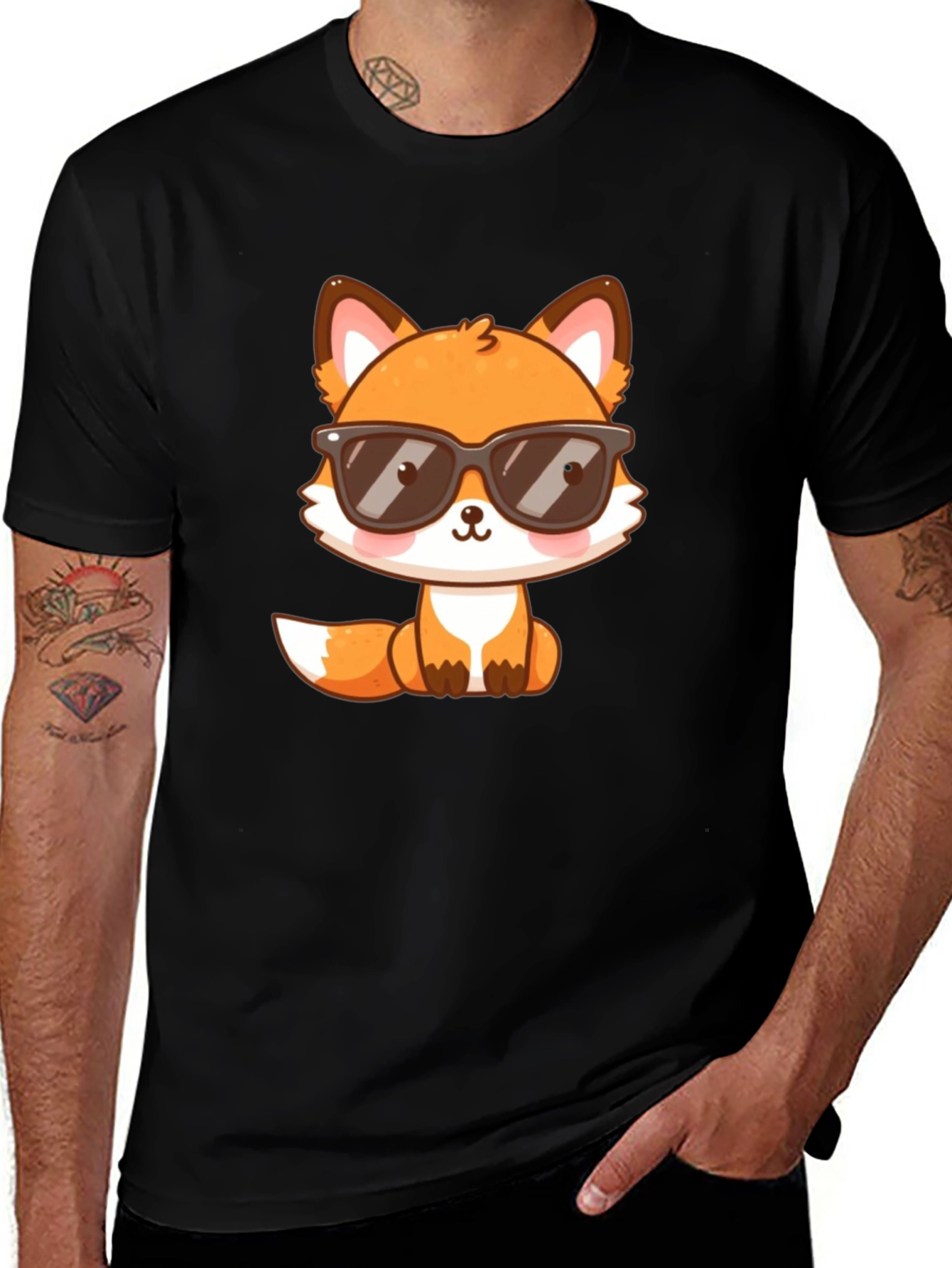 Cool Fox Graphic T-Shirt - Black