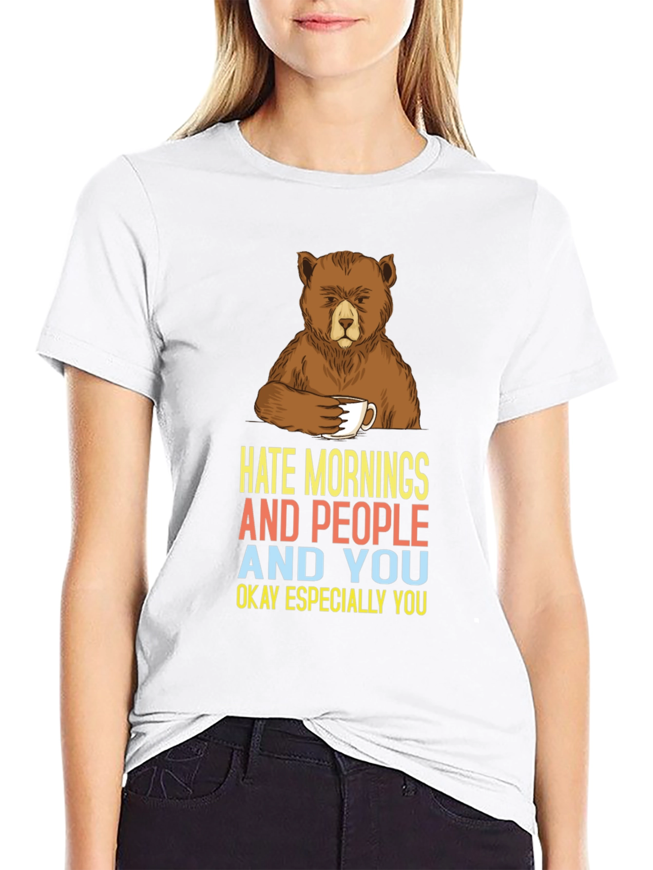 Hate Mornings Bear Graphic Tee