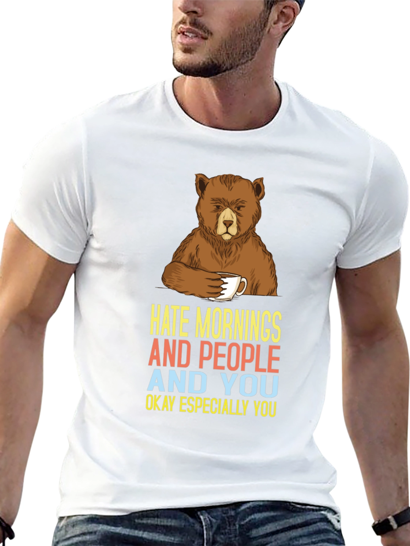 Hate Mornings Bear Graphic Tee