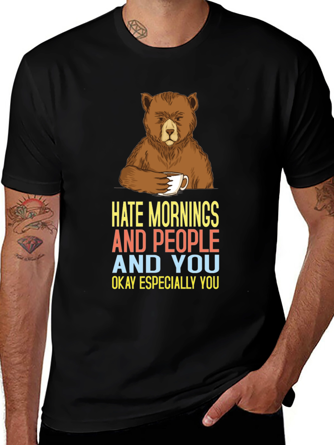 Hate Mornings Bear Graphic Tee