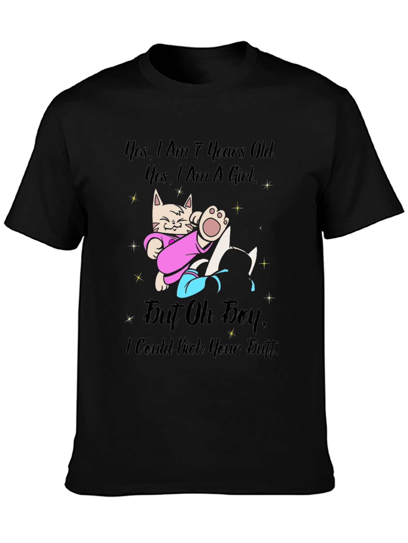 Funny Cat T-Shirt - 7 Years Old Girl