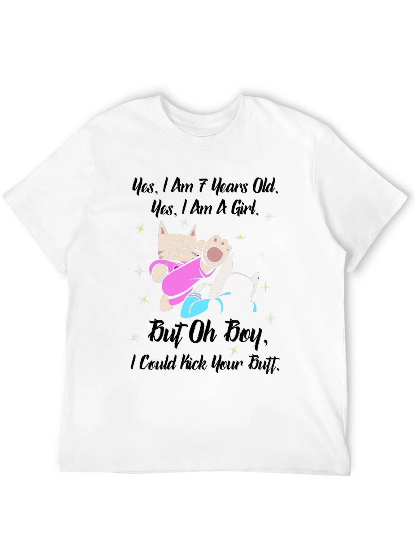 Funny Cat T-Shirt - 7 Years Old Girl