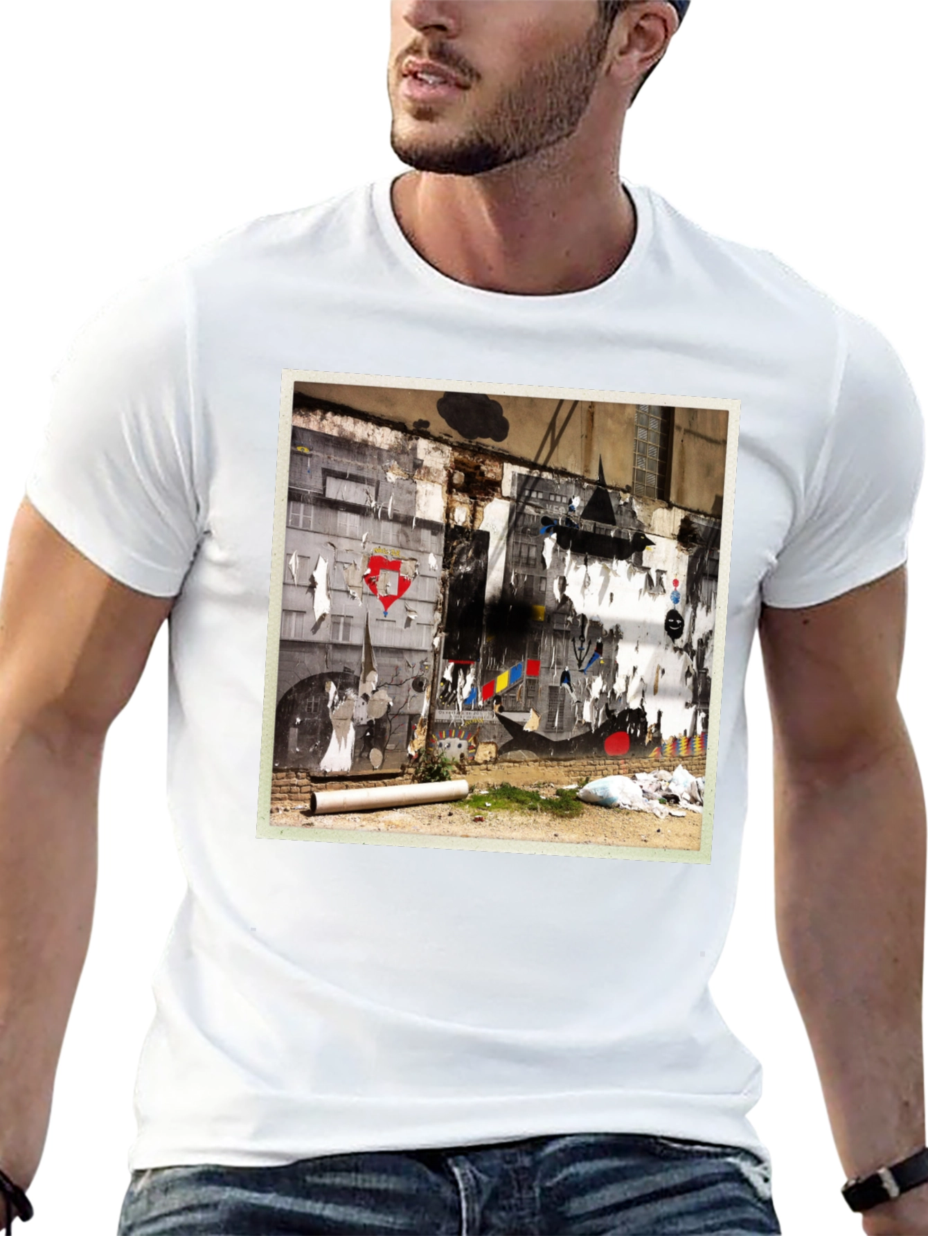 Urban Art Graphic Tee - Stylish Black Cotton T-Shirt