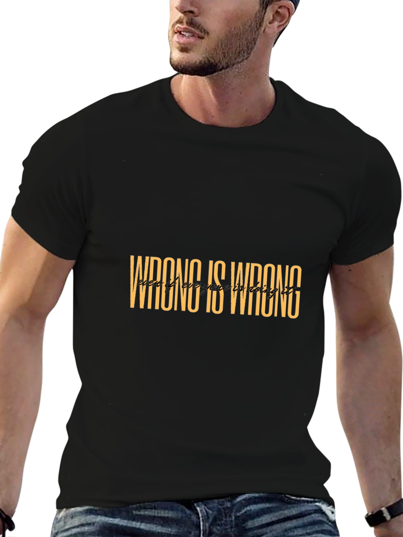 Wrong Is Wrong Black T-Shirt