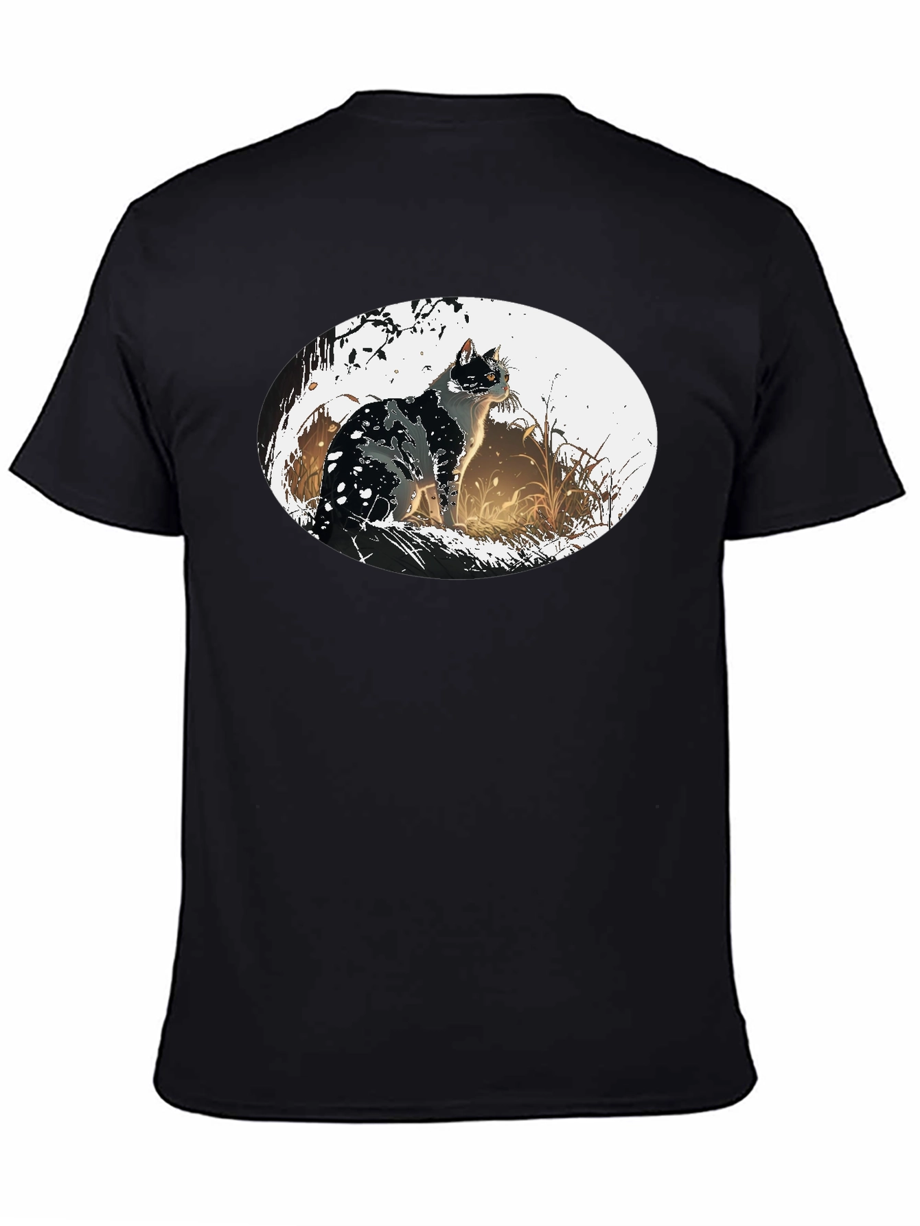 Black Cat Graphic Tee - Artistic Design