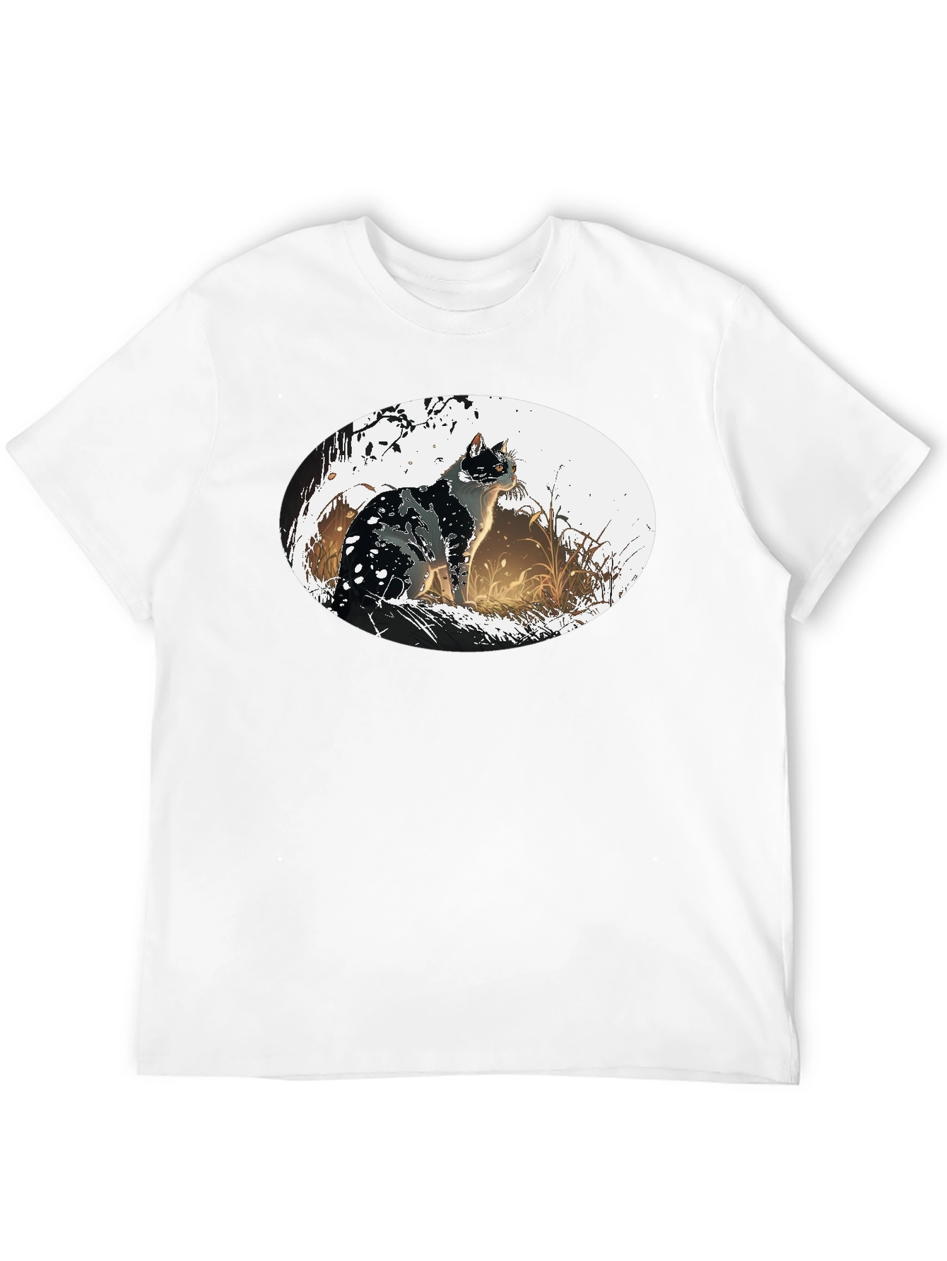 Black Cat Graphic Tee - Artistic Design